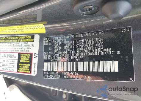 2012 Toyota Venza Xle V6 from USA, damaged, VIN 4T3ZK3BB3CU048321